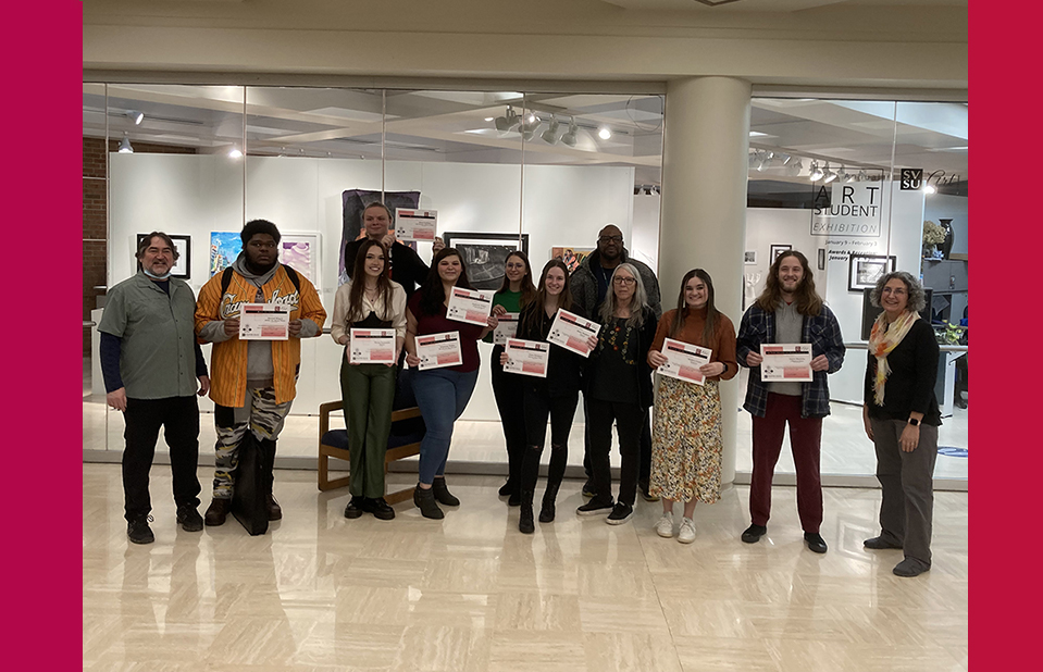 student award winners with 4 faculty